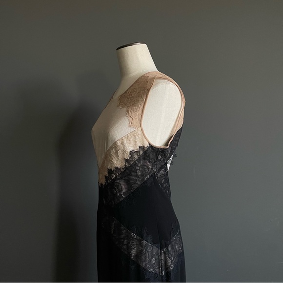 BCBGMAXAZRIA Aida Black Lace Open Back Gown | Nude Illusion Evening Dress Glam - Picture 3 of 6